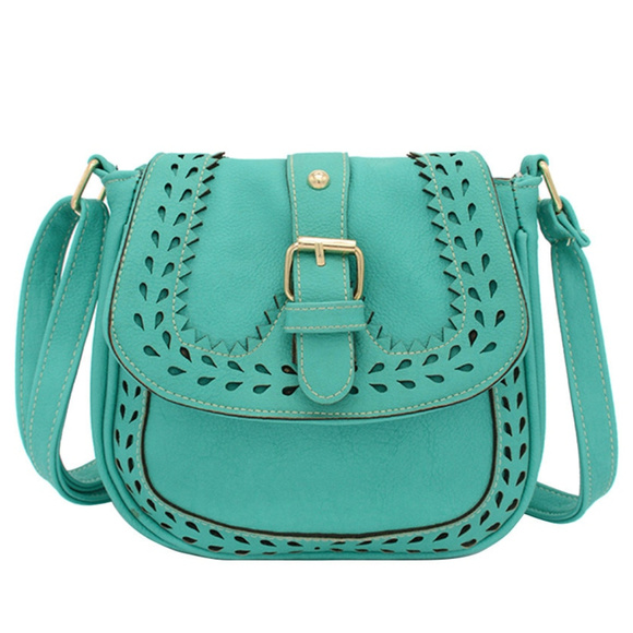 NEW Vegan Leather Turquoise Hollow Out - Picture 4 of 7